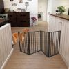 Pet Gate - Dog Gate for Doorways, Stairs or Freestanding, Folding, brown, Arc Wooden