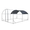 Large Metal Chicken Coop with Run, Walkin Chicken Coop for Yard with Waterproof Cover, 13.1 x 9.8 x 6.6 ft, Dome Roof Large Poultry Cage for Hen House