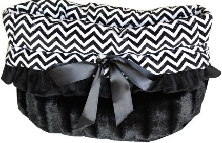 Black Chevron Reversible Snuggle Bugs Pet Bed, Bag, and Car Seat All in One
