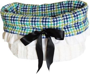 Aqua Plaid Reversible Snuggle Bugs Pet Bed, Bag, and Car Seat All in One