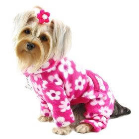 Full Blossom Fleece Turtleneck Pajamas (Size: L, Color: Pink)
