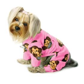 Silly Monkey Fleece Turtleneck Pajamas (Size: XL, Color: Pink)