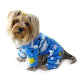 Stars and Clouds Fleece Turtleneck Pajamas (Size: S, Color: Blue)