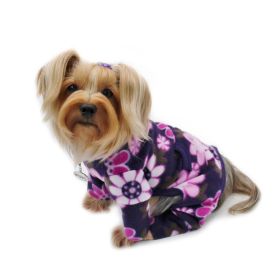 Midnight Garden Fleece Turtleneck Pajamas (Size: XL, Color: Violet)