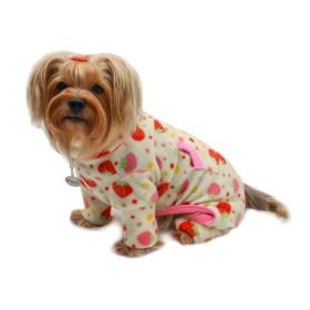 Yummy Strawberry Fleece Turtleneck Pajamas (Size: XL, Color: Yellow)