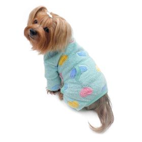 Ultra Plush Colorful Hearts Turtleneck Pajamas (Size: XS, Color: Blue)