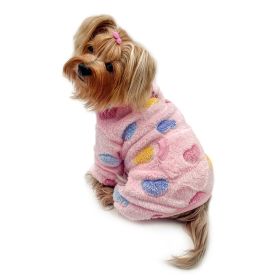 Ultra Plush Colorful Hearts Turtleneck Pajamas (Size: M, Color: Pink)