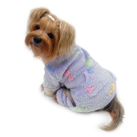 Ultra Plush Colorful Bones/Paws Turtleneck Pajamas (Size: S, Color: Purple)