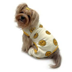 Ultra Plush Happy Face Front Sleeveless Pajamas (Size: XS, Color: Yellow)