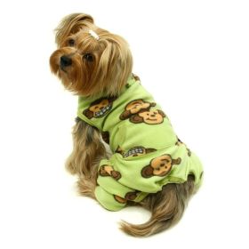 Silly Monkey Front Sleeveless Fleec Pajamas (Size: S, Color: Lime)
