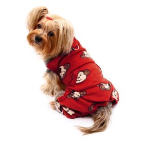 Silly Monkey Front Sleeveless Fleec Pajamas (Size: XS, Color: Burgundy)