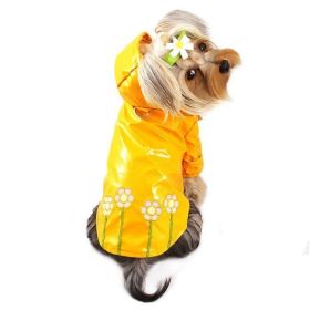Polka Dots & Daisies Raincoat with Cotton Lining (Size: S, Color: Yellow)