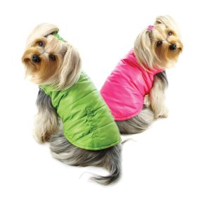 Reversible Parka Vest with Ruffle Trims (Size: S, Color: Lime/Pink)