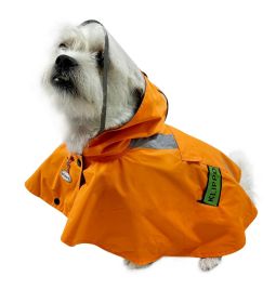 Clear View Poncho Raincoat with Reflective Stripes (Size: L, Color: Orange)