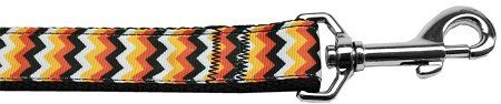 Pumpkin Chevrons Nylon Dog Leash (Option: 3/8 inch wide 6ft Long)