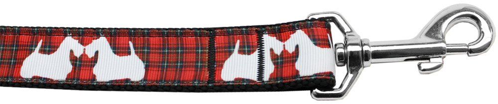 Red Plaid Scottie Pups Nylon Dog Leash (Option: 3/8 inch wide 6ft Long)