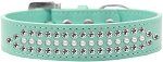 3-Row Ritz Pearl and Clear Crystal Rhinestone Dog Collar (Size: Aqua Size 12)