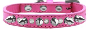 Crystal and Silver Spikes Dog Collar