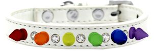 Crystal with Rainbow Spikes Dog Collar