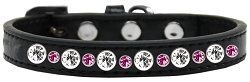 Posh Jeweled Rhinestone Dog Collar (Size: Black with Bright Pink Size 10)