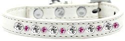 Posh Jeweled Rhinestone Dog Collar (Size: White with Bright Pink Size 10)