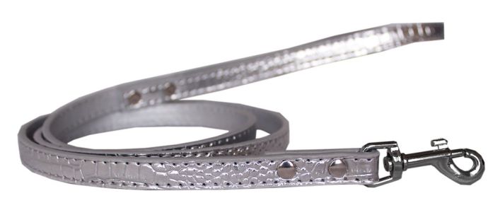 Plain Croc Leash (Option: Silver 1/2'' wide x 6' long)