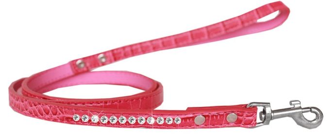 Clear Jewel Croc Leash (Option: Bright Pink 1/2'' wide x 6' long)