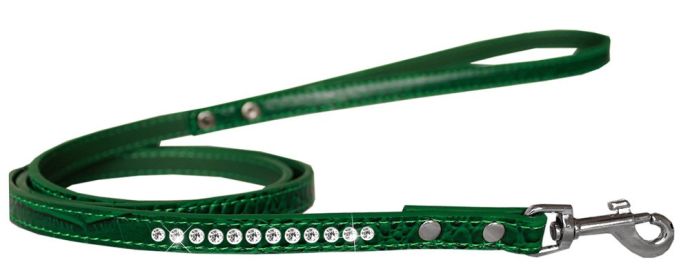 Clear Jewel Croc Leash (Option: Emerald Green 1/2'' wide x 6' long)