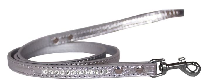 Clear Jewel Croc Leash (Option: Silver 1/2'' wide x 6' long)