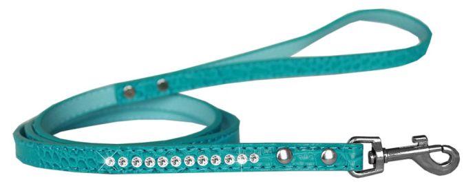 Clear Jewel Croc Leash (Option: Turquoise 1/2'' wide x 6' long)