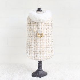 Chantel Tweed Dog Coat (Size: S, Color Option: Cream)