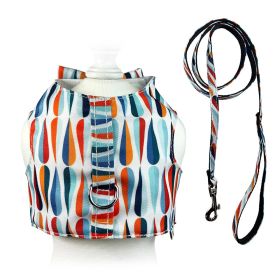 Chic Raindrop Harness Vest with Matching Leash (Size: S, Color: Blue/Orange/White)