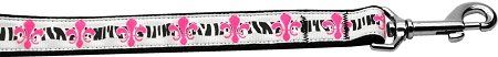 Pink Fleur de Lis Nylon Dog Leash (Option: 5/8 inch wide 6ft Long)