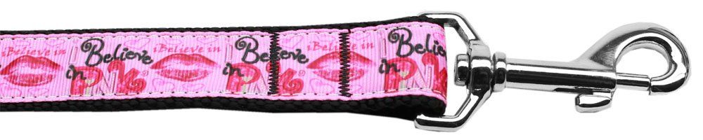 Believe in Pink Nylon Dog Leash (Option: 5/8 inch wide 6ft Long)