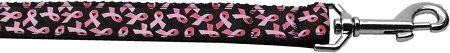 Pink Ribbons on Black Nylon Dog Leash (Option: 3/8 inch wide 6ft Long)