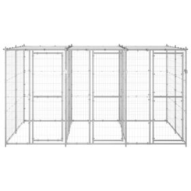 Outdoor Dog Kennel Galvanized Steel with Roof 78.1 ft¬Home Life Boutique" (Option: Silver)