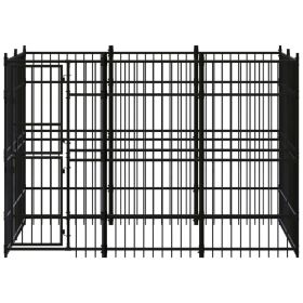 Outdoor Dog Kennel Steel 59.5 ft¬Home Life Boutique" (Option: Black)