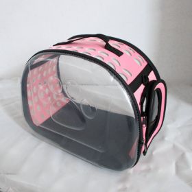 Transparent Capsule Pet Carrier - Collapsible Design; Foldable Portable Handbag for pets; Cat and Dog Carrier (Use: Large pink)