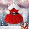 Cute Christmas Dog Dresses For Small Dog Clothes Christmas Santa Claus Outfit Dress Fancy Princess Puppy Dress Festival Apparel