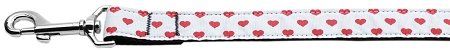 White and Red Dotty Hearts Nylon Dog Leash (Option: 5/8 inch wide 4ft Long)