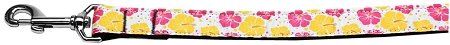 Pink and Yellow Hibiscus Flower Nylon Dog Leash (Option: 5/8 inch wide 6ft Long)