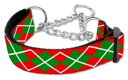 Christmas Argyle Nylon Ribbon Collar Martingale (Option: Large)