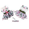 Pink Rose Dog Dress / Dog Harness with Matching Leash