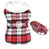 Sherpa-Lined Dog Coat / Dog Harness Red & White Plaid