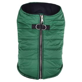 Zip-up Dog Puffer Vest (Size: X-Small, Color: Dark Green)